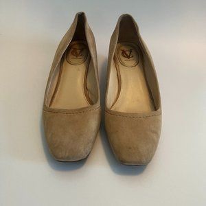 Beige Suede Mini Wedge